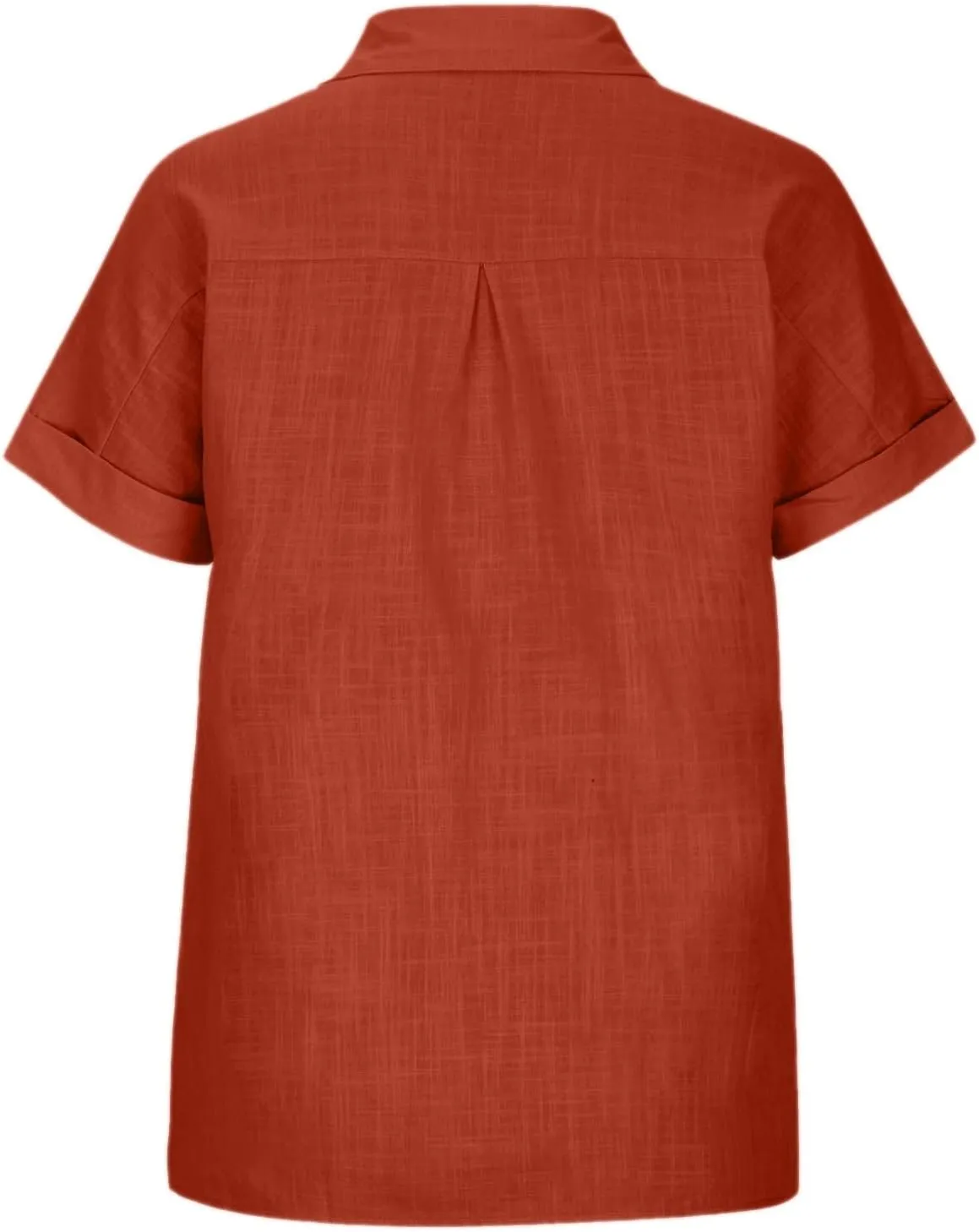 Womens Short Sleeve Button Down Shirt Collared V Neck Blouse Summer Cotton Linen Tops Loose Fit Casual Dressy Clothes