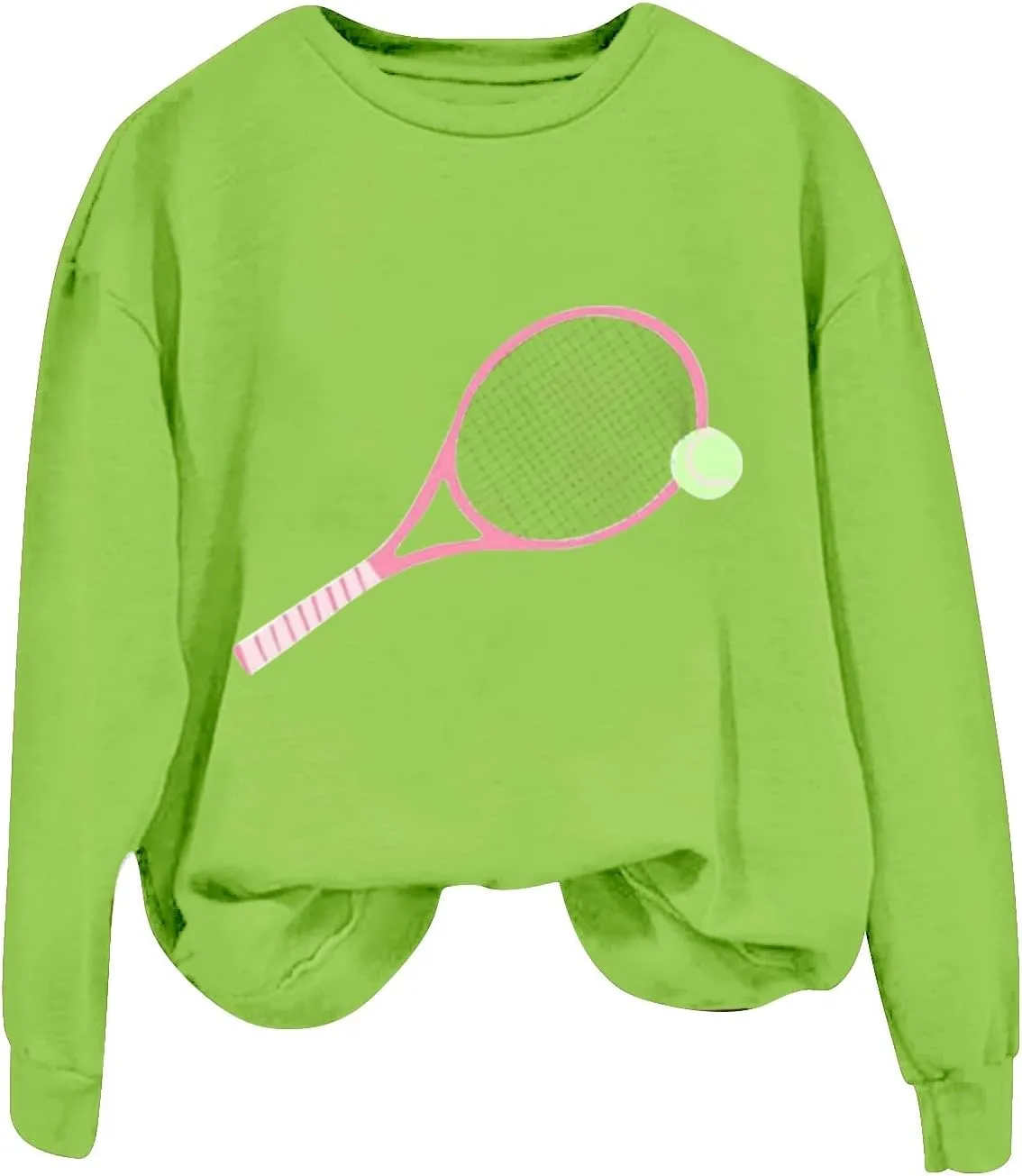 Womens Soprts Tops Tennis Printed Loose Crewneck Long Sleeve Lightweight Pullover Sweatshirt Fall Casual Active Hoodie