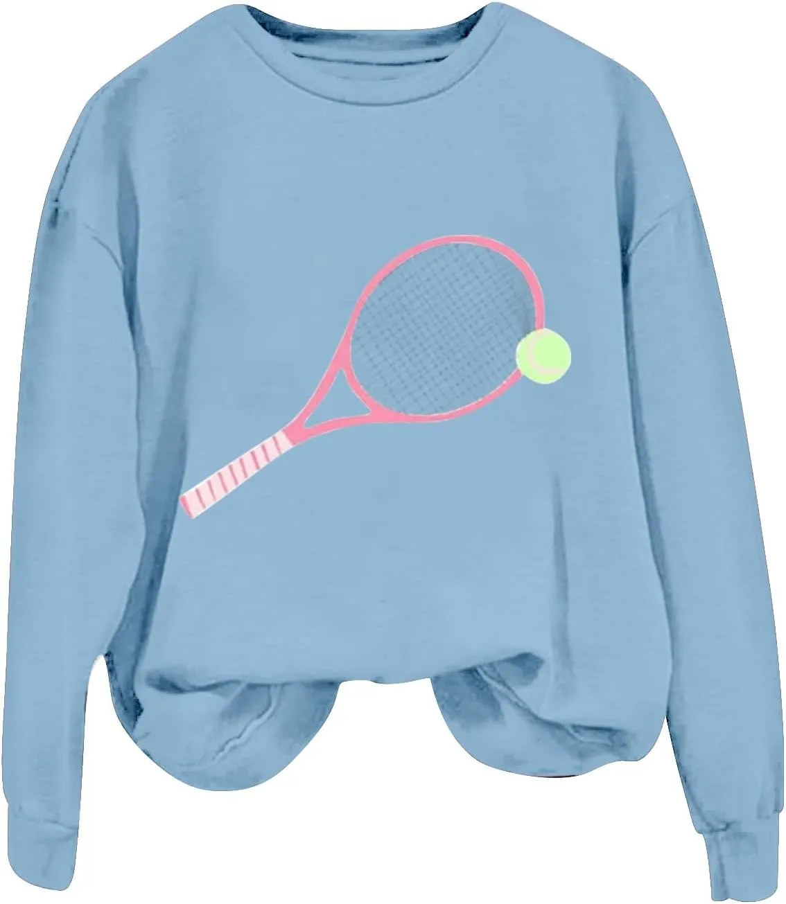 Womens Soprts Tops Tennis Printed Loose Crewneck Long Sleeve Lightweight Pullover Sweatshirt Fall Casual Active Hoodie