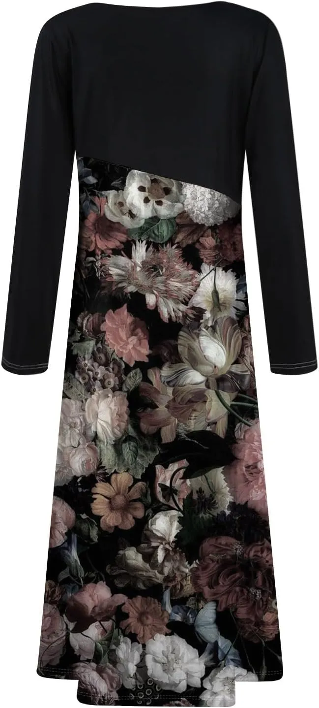 Womens Spring Fashion 2025 Dress Long Sleeve V Neck Midi Elegant Teens Vacation Summer Fitted Fashion Dress