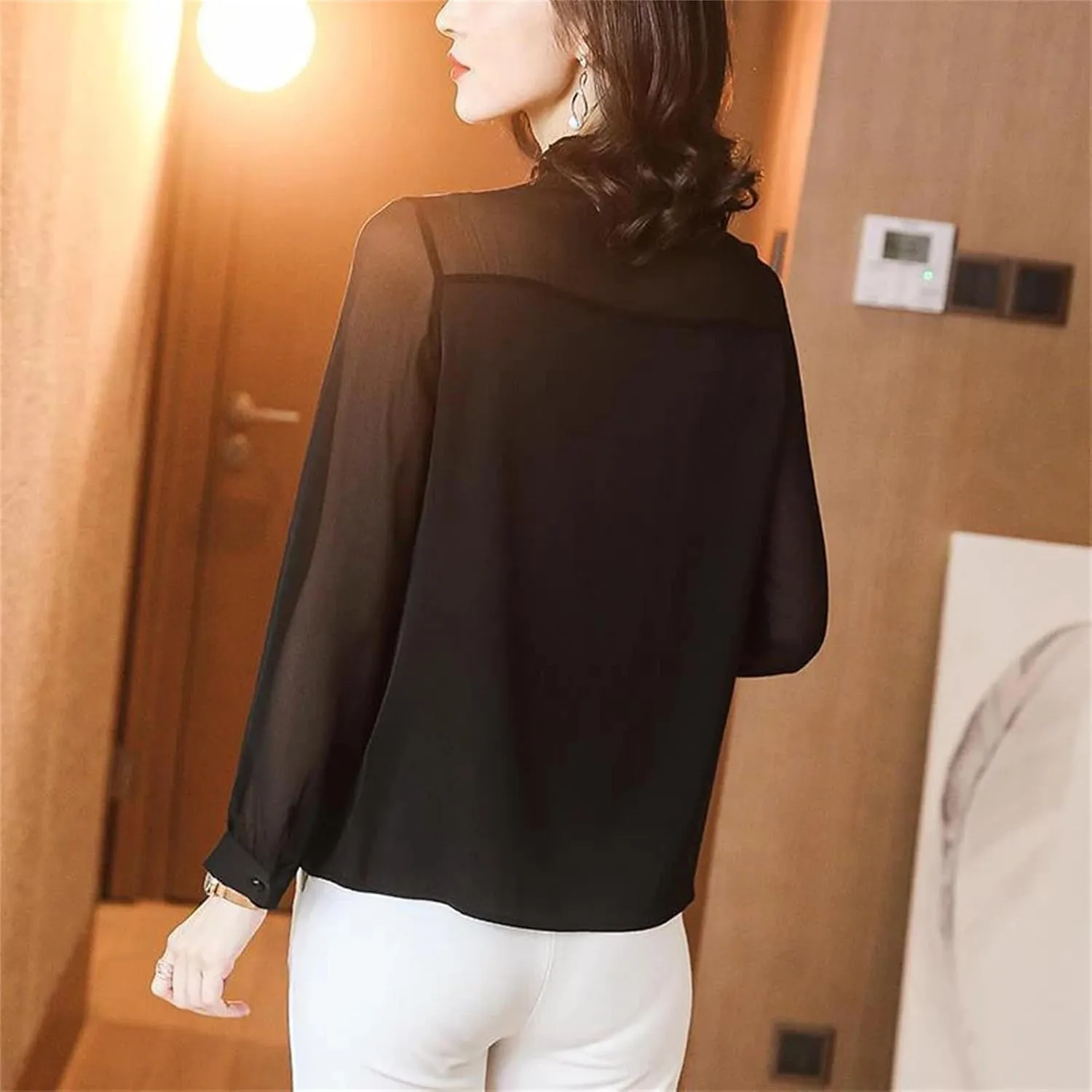 Women's Spring Summer Lace Patchwork Shirt – Elegant Long Sleeve All-Match Blouse Cardigan Top