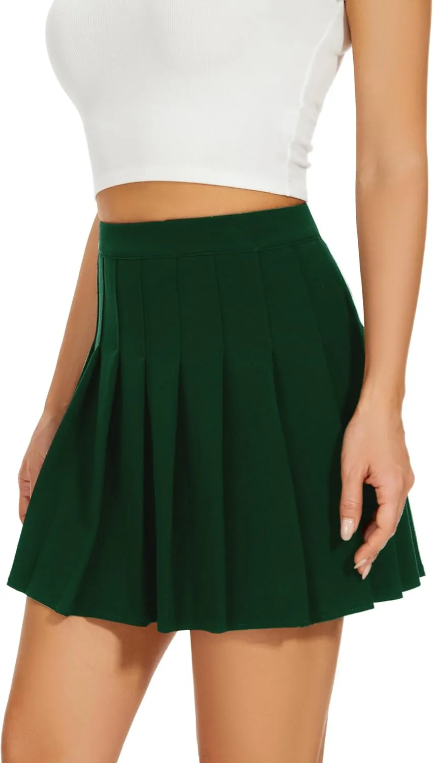 Womens Stretchy Pleated Skirts