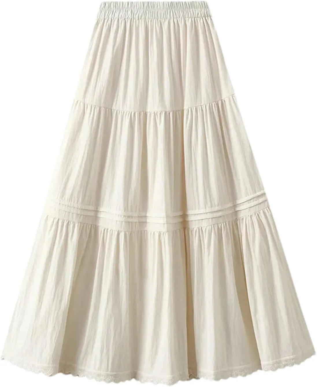 Women's Summer A-Line Skirts Lace Patchwork High Waist Casual Skirt