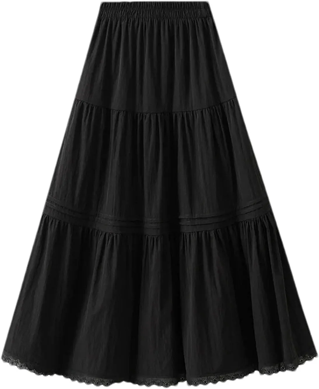 Women's Summer A-Line Skirts Lace Patchwork High Waist Casual Skirt