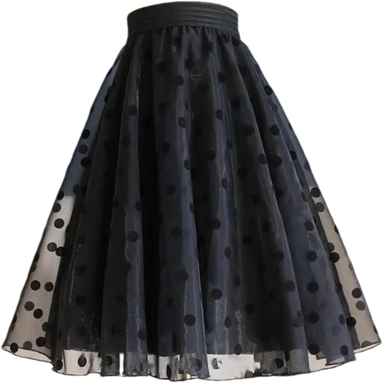 Women's Summer Elastic High Waist Casual Skirt Printed Mesh Loose A-Line Skirts