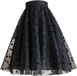 Women's Summer Elastic High Waist Casual Skirt Printed Mesh Loose A-Line Skirts