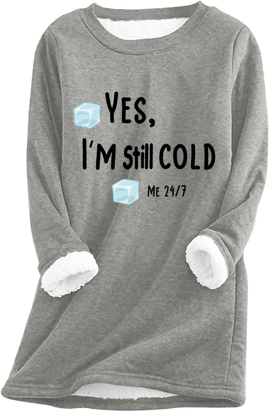 Womens Sweatshirt Warm Sherpa Lined Fleece Pullover Tops Casual Crewneck Sweater Long Sleeve Pullover Loungewear