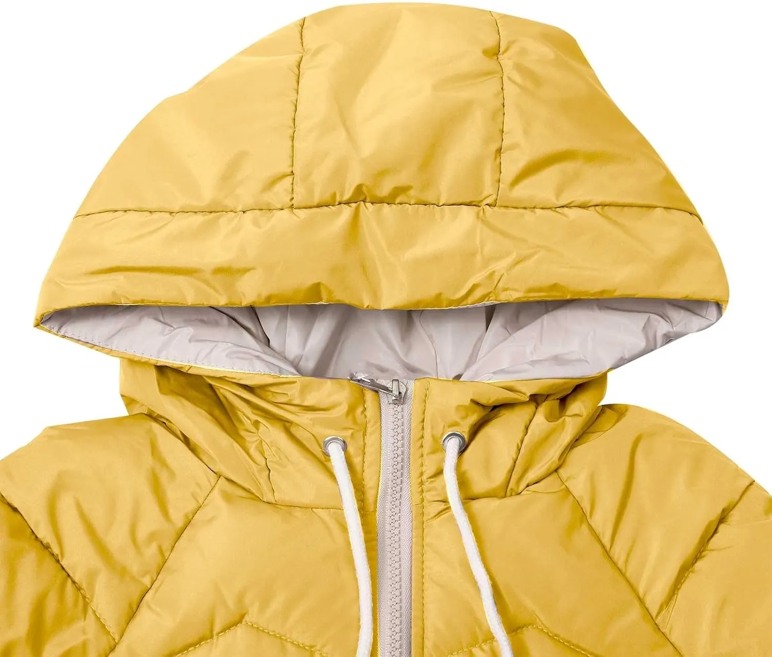 Women's Thickened Long Down Jacket Winter Zip Up Hooded Quilted Down Coat Windproof Warm Puffer Jacket with Pockets