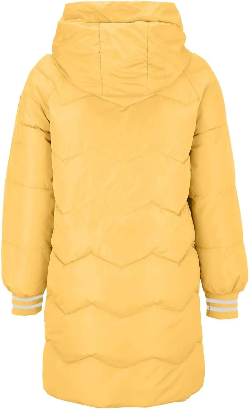 Women's Thickened Long Down Jacket Winter Zip Up Hooded Quilted Down Coat Windproof Warm Puffer Jacket with Pockets