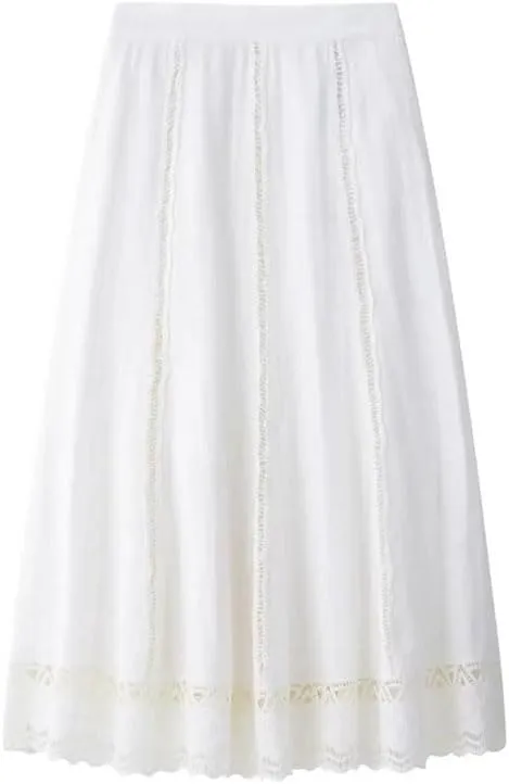 Women's Vintage Elastic High Waist Sweet Solid A-Line Skirts