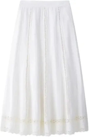 Women's Vintage Elastic High Waist Sweet Solid A-Line Skirts