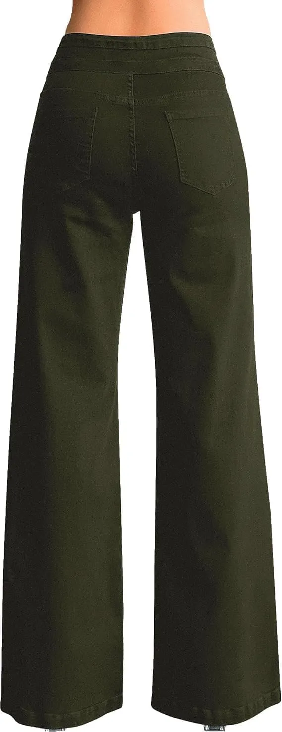 Women's Wide Leg Jeans Baggy High Waisted Casual Trendy Straight Stretch Loose Denim Pants Trouser with Pockets