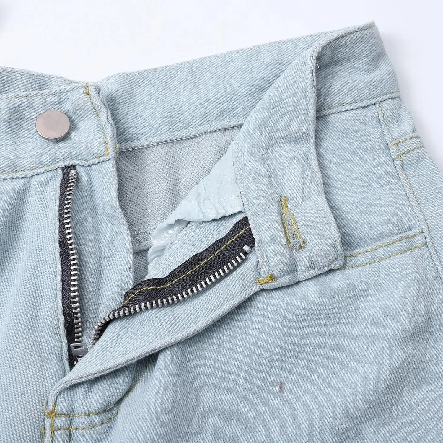 Women's Wide Leg Jeans Casual Loose High Waisted Straight Zimbaplatinum Denim Pants with Pockets