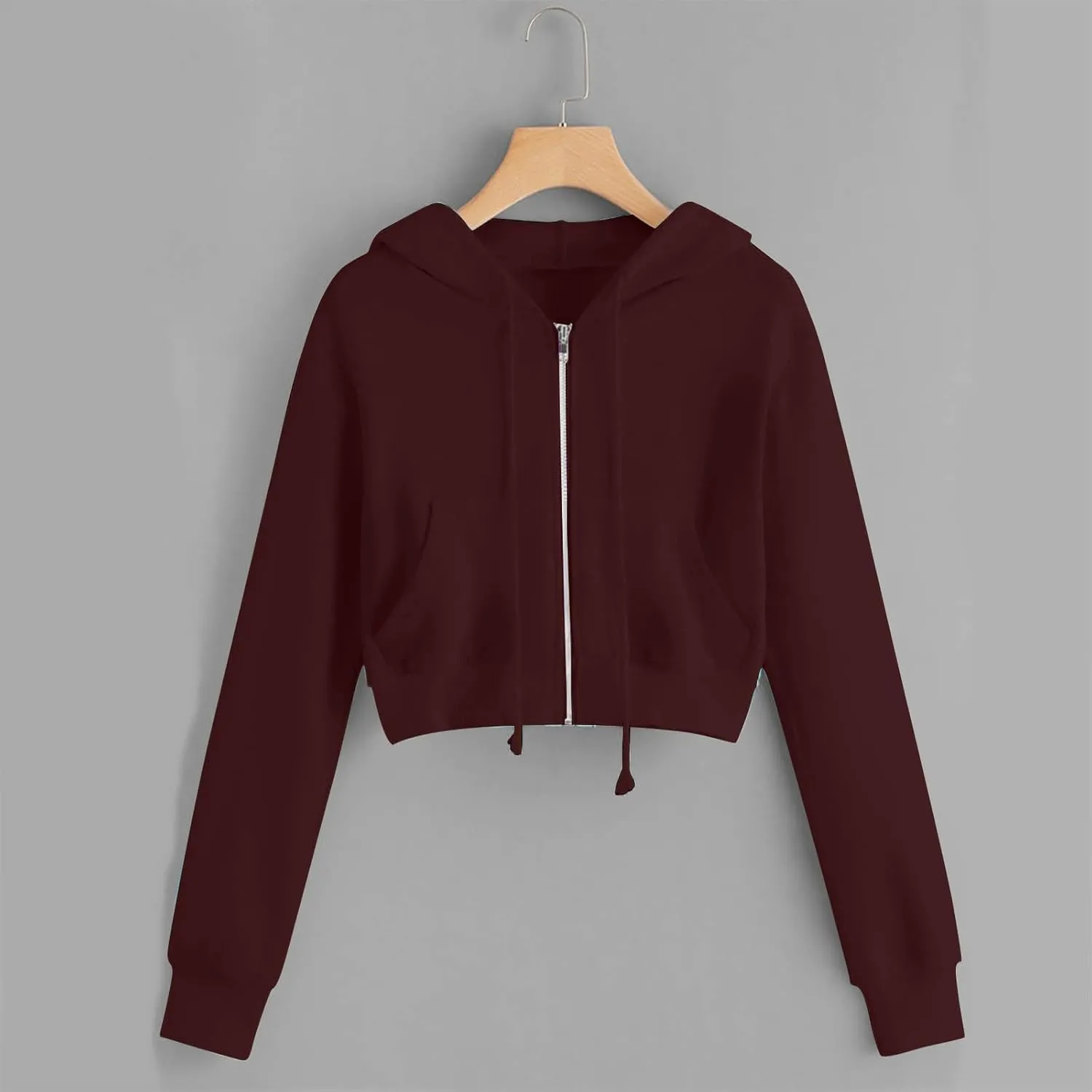 Womens Y2K Cropped Zip Up Hoodies Long Sleeve Lightweight Sweatshirts Jackets Trendy Tees Girl Clothes 2024