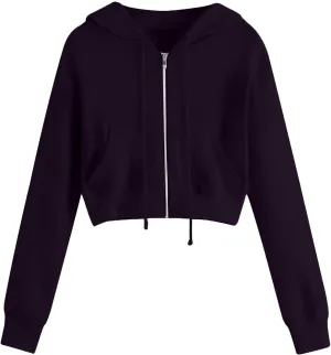 Womens Y2K Cropped Zip Up Hoodies Long Sleeve Lightweight Sweatshirts Jackets Trendy Tees Girl Clothes 2024