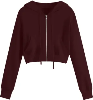 Womens Y2K Cropped Zip Up Hoodies Long Sleeve Lightweight Sweatshirts Jackets Trendy Tees Girl Clothes 2024
