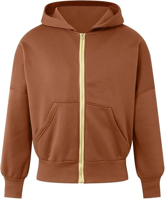 Womens Zip Up Hoodies Cropped Sweatshirts Casual Fleece Jackets Hooded Y2k Top Fall Outfits Clothes