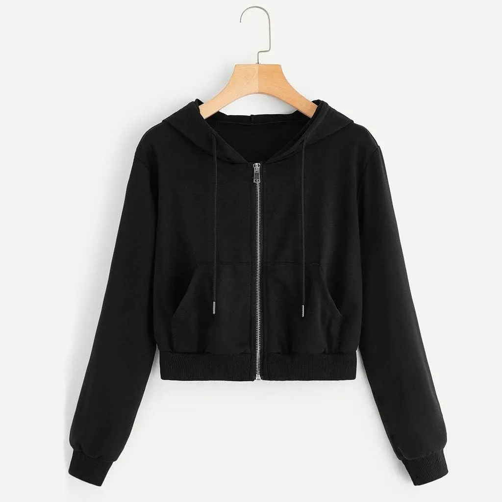 Womens Zip Up Hoodies Cropped Sweatshirts Fall Fashion Outfits Casual Hooded Y2k Tops Trendy Crop Jackets
