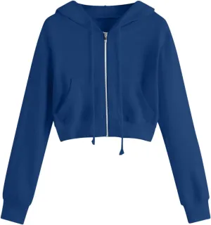 Womens Zip Up Hoodies Cropped Sweatshirts Fall Fashion Outfits Casual Hooded Y2k Tops Trendy Crop Jackets