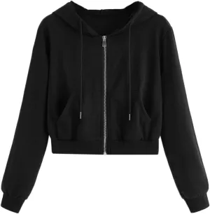 Womens Zip Up Hoodies Cropped Sweatshirts Fall Fashion Outfits Casual Hooded Y2k Tops Trendy Crop Jackets