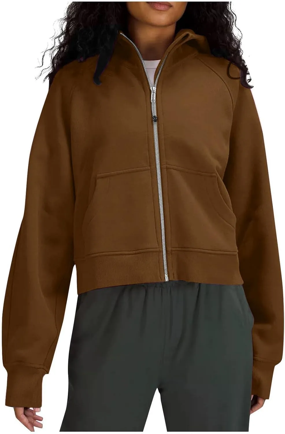 Womens Zip Up Hoodies Cropped Sweatshirts Fleece Jackets Fall Outfits Oversized Casual Hooded Y2k Tops