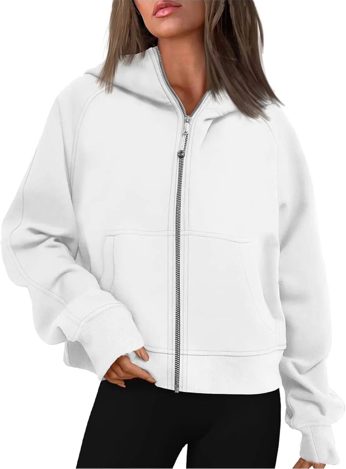Womens Zip Up Hoodies Cropped Sweatshirts Fleece Jackets Fall Outfits Oversized Casual Hooded Y2k Tops