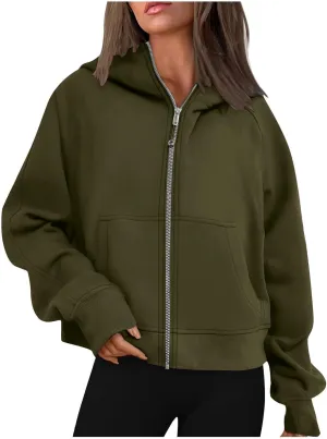 Womens Zip Up Hoodies Cropped Sweatshirts Fleece Jackets Fall Outfits Oversized Casual Hooded Y2k Tops