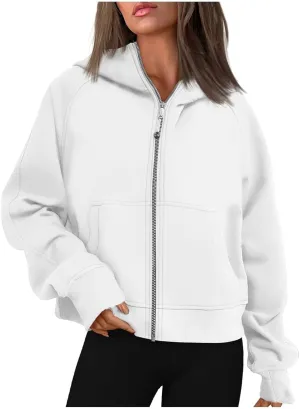 Womens Zip Up Hoodies Cropped Sweatshirts Fleece Jackets Fall Outfits Oversized Casual Hooded Y2k Tops