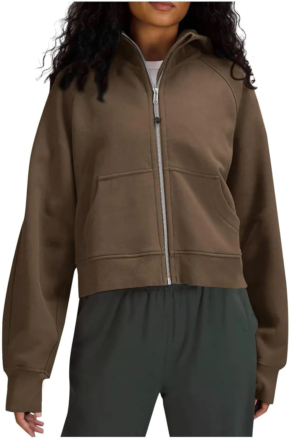 Womens Zip Up Hoodies Cropped Sweatshirts Fleece Jackets Fall Outfits Oversized Casual Hooded Y2k Tops