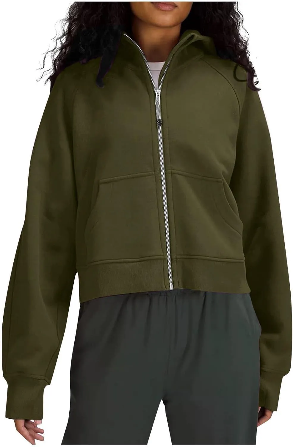 Womens Zip Up Hoodies Cropped Sweatshirts Fleece Jackets Fall Outfits Oversized Casual Hooded Y2k Tops