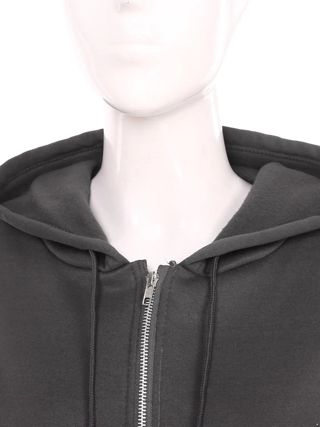 Women's Zip Up Hoodies Fleece-Lined Cropped Long Sleeve Sweatshirts with Pockets Casual Cropped Hoodie