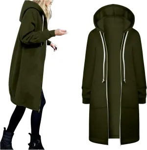 Womens Zip Up Hoodies Long Sleeve Fall Lightweight Hooded Sweatshirt Oversized Fleece Jacket With Pockets