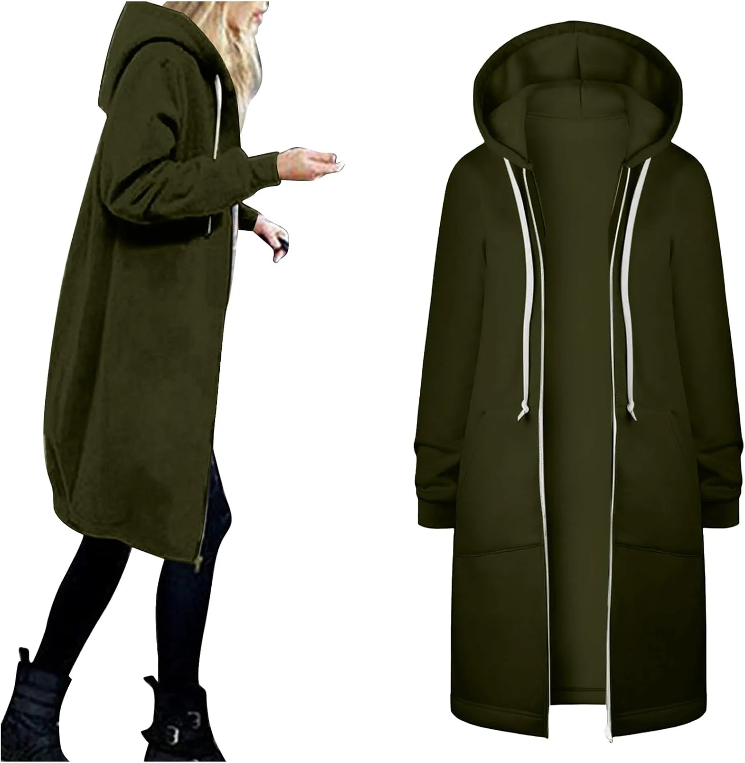 Womens Zip Up Hoodies Long Sleeve Fall Lightweight Hooded Sweatshirt Oversized Fleece Jacket With Pockets