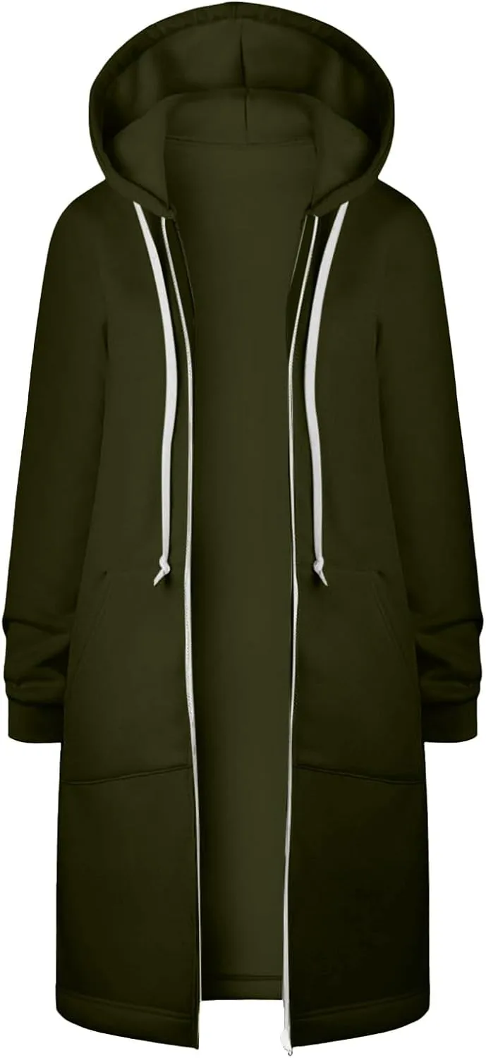 Womens Zip Up Hoodies Long Sleeve Fall Lightweight Hooded Sweatshirt Oversized Fleece Jacket With Pockets