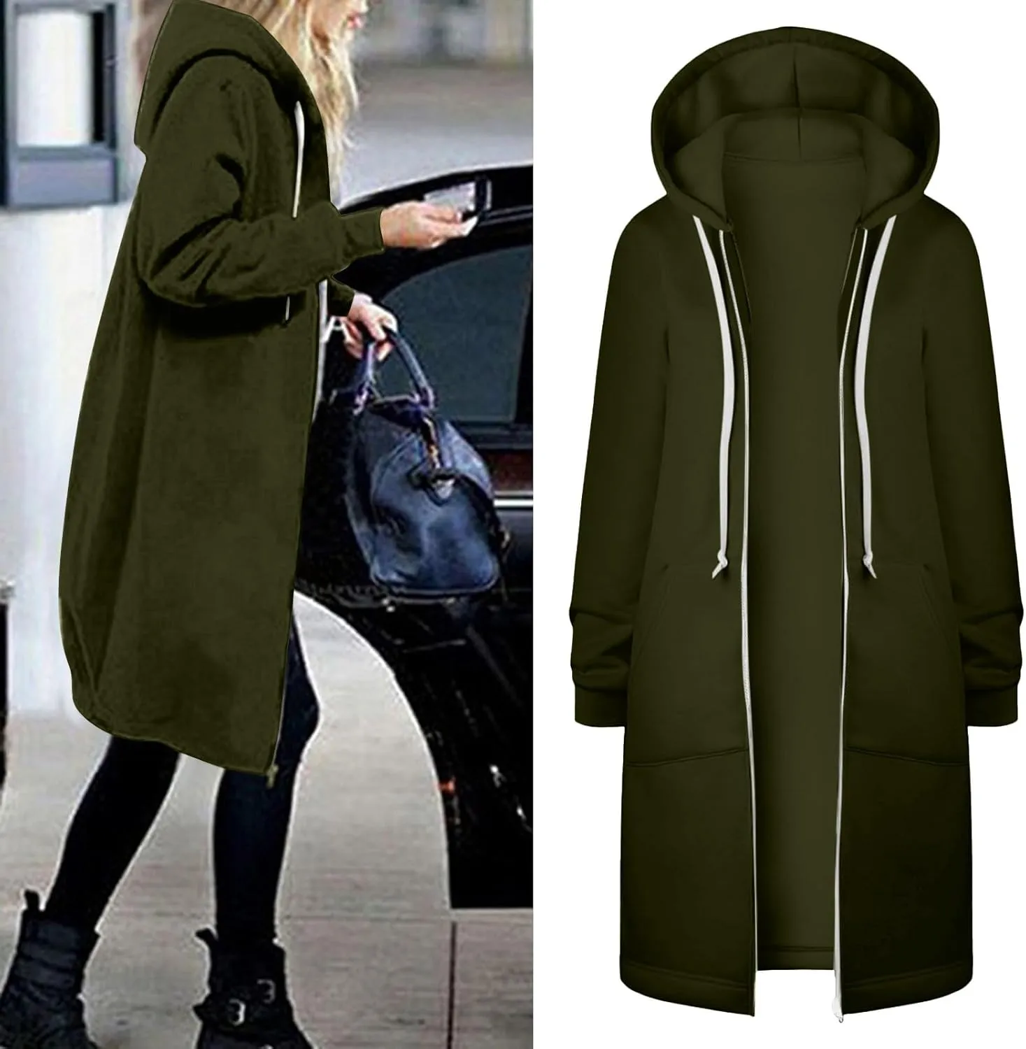 Womens Zip Up Hoodies Long Sleeve Fall Lightweight Hooded Sweatshirt Oversized Fleece Jacket With Pockets