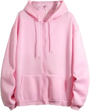 Womens Zip Up Hoodies Oversized Sweatshirt Drawstring Long Sleeve Fleece Coat Y2k Sweatshirts 2024 Fall Trendy