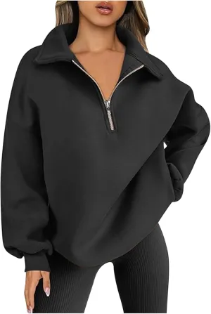 Womens Zip Up Hoodies Oversized Sweatshirts Preppy Clothes Fall Winter Teen Girls Outfits Fashion Crewneck Pullover