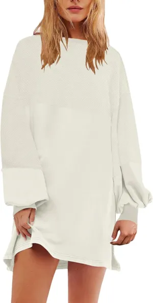 WYTong Summer Dresses for Women 2025 Casual Loose Long Sleeve Dresses Casual Ruffle A Line Swing Short Dresses