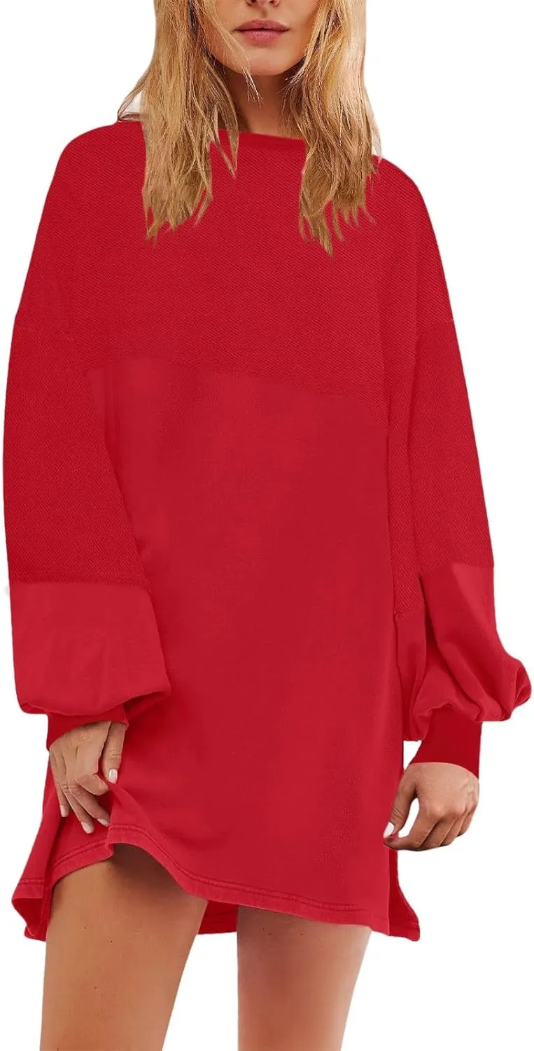 WYTong Summer Dresses for Women 2025 Casual Loose Long Sleeve Dresses Casual Ruffle A Line Swing Short Dresses