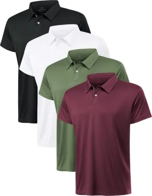 Xelky Men's Polo Shirts Quick Dry Short Sleeve Golf Athletic Shirt Moisture Wicking Casual Work Collared Polos 4 Pack
