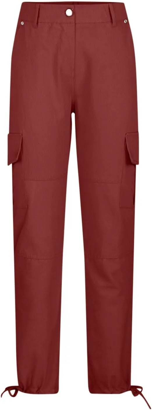 yardsong Multi-Pocket Outdoor Camping Hiking Cargo Pants Women's Low Rise Stretch Tactical Tapered Pants