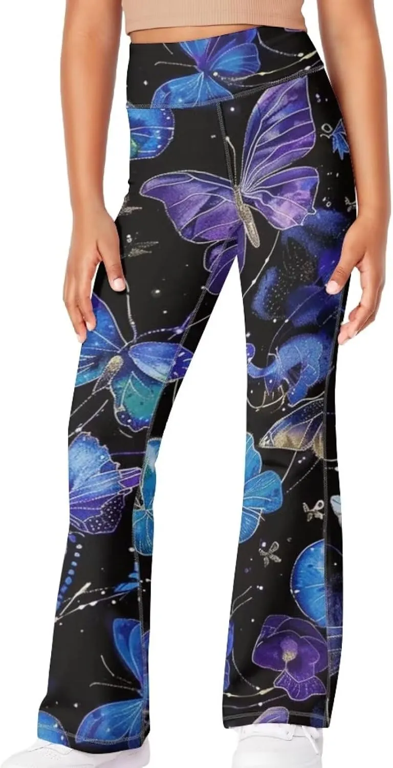 YEXIATODO Girls Flare Leggings Yoga Pants Size 5-14 Athletic Leggings Sportswear for Toddlers Teens Bell Bottom Leggings