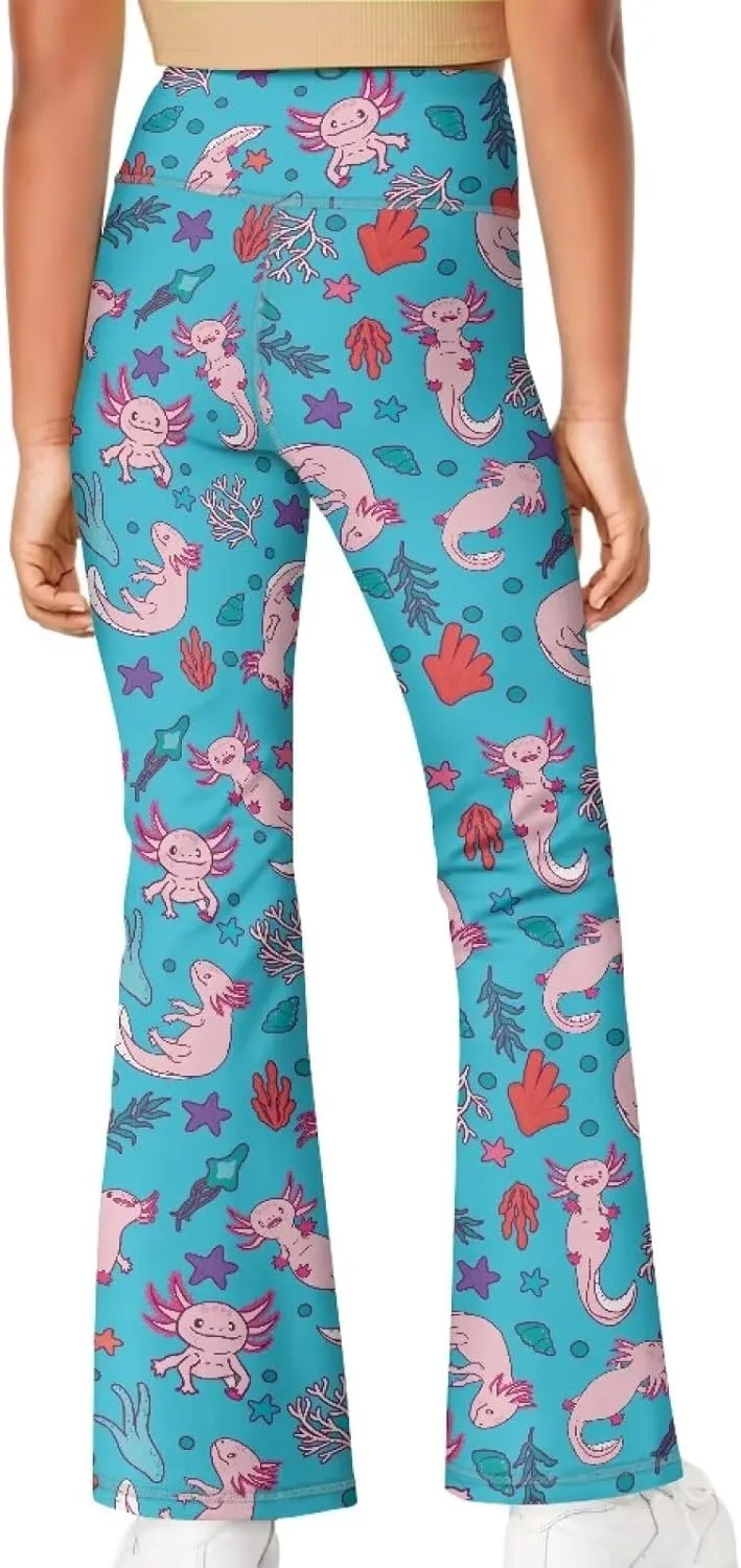 YEXIATODO Girls Flare Leggings Yoga Pants Size 5-14 Athletic Leggings Sportswear for Toddlers Teens Bell Bottom Leggings