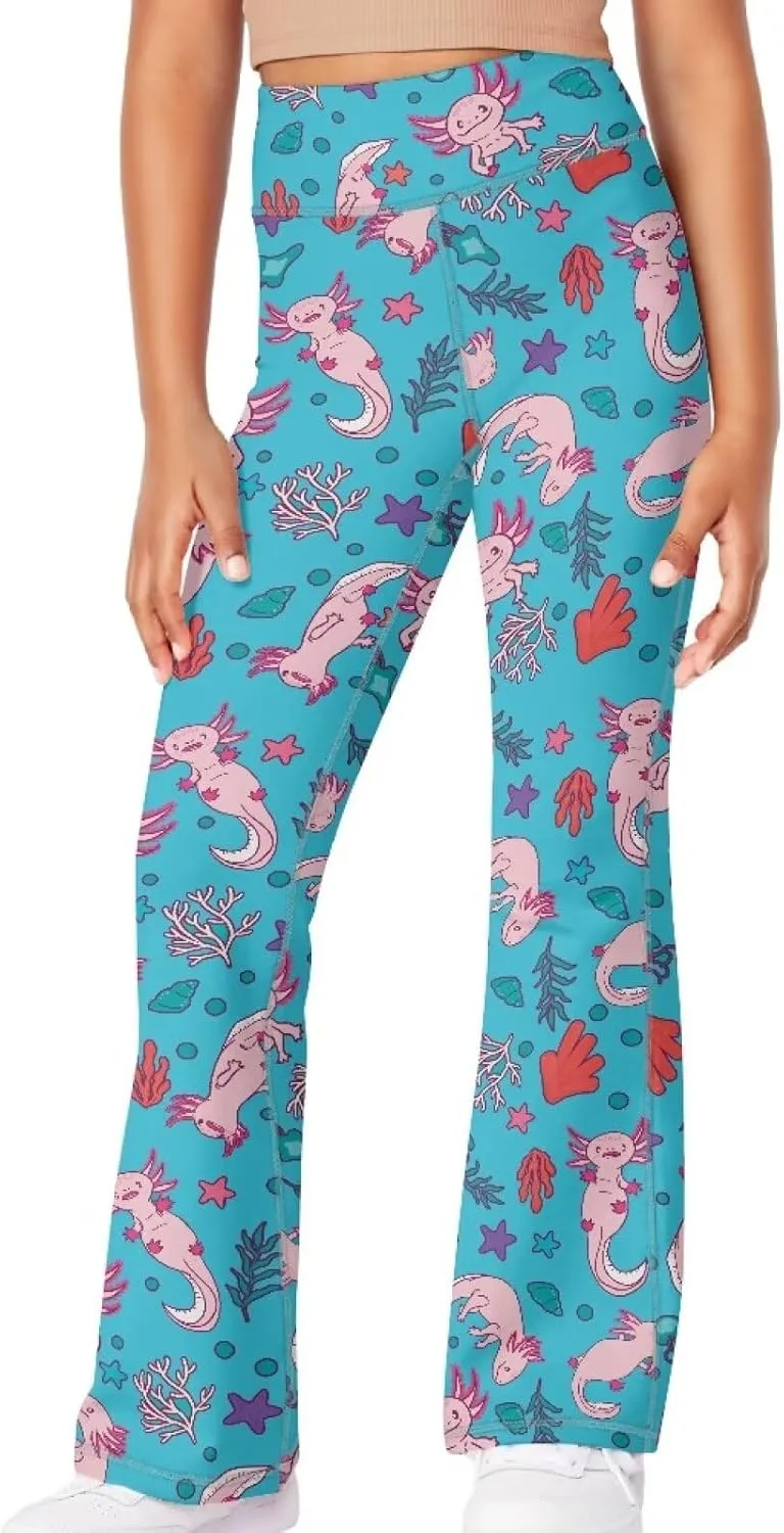 YEXIATODO Girls Flare Leggings Yoga Pants Size 5-14 Athletic Leggings Sportswear for Toddlers Teens Bell Bottom Leggings