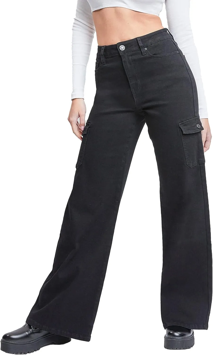 YMI Women's Junior Skater Cargo Wide Leg Jeans