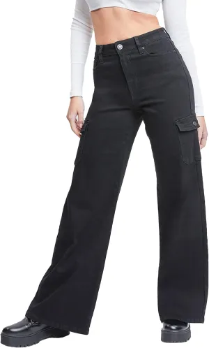 YMI Women's Junior Skater Cargo Wide Leg Jeans