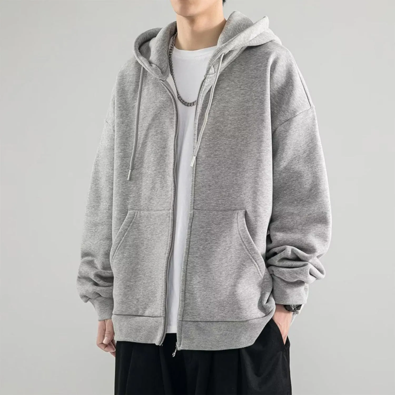 Ymosrh Men's Fashion Hoodies Long Sleeve Zip Up Hooded Sweatshirts with Pockets Gym Training Hoodie Jacket Coat, M-3XL