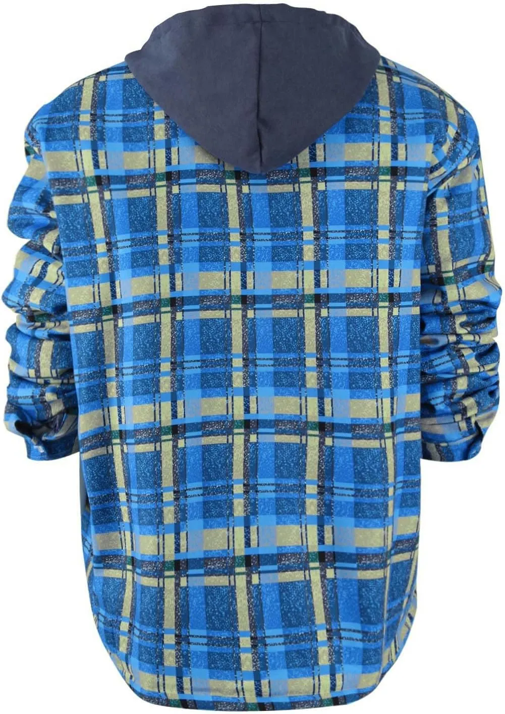 Ymosrh Men's Shirt Jackets Hooded Shirt Jacket Plaid Quilted Lined Long Sleeve Fall Winter Coat Button Shirts, M-5XL