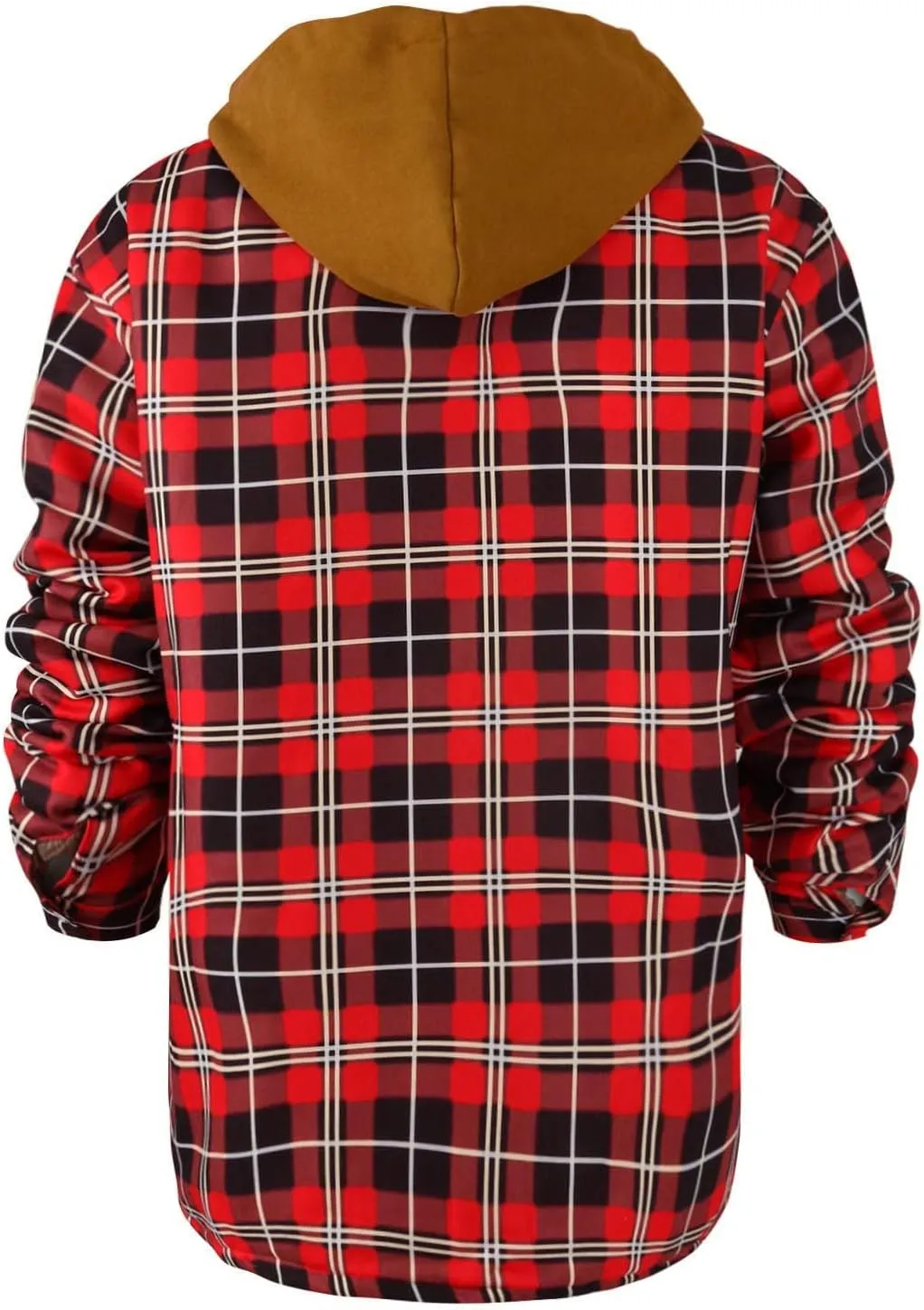 Ymosrh Men's Shirts Hooded Shirt Jacket Plaid Quilted Lined Long Sleeve Fall Winter Coat Button Down Shirts, M-5XL