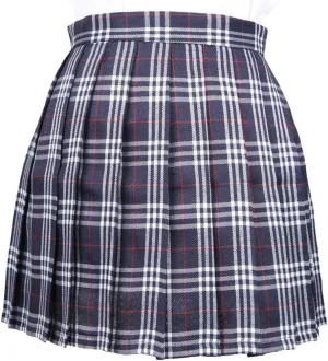 YOLIA Women A Line Skirts Schoolgirl Plaid Pleated Mini Skirt High Waist Uniform Dress